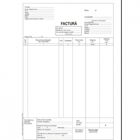 Produse din hartie - Facturier A4, 3 exemplare, 50 seturi carnet , a/a/a , nepersonalizat