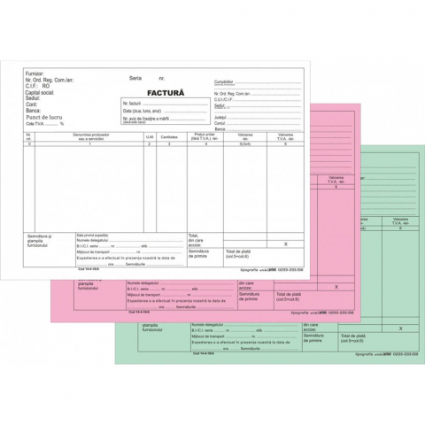 Tipizate - Facturier A5, 3 exemplare, 50 seturi/carnet