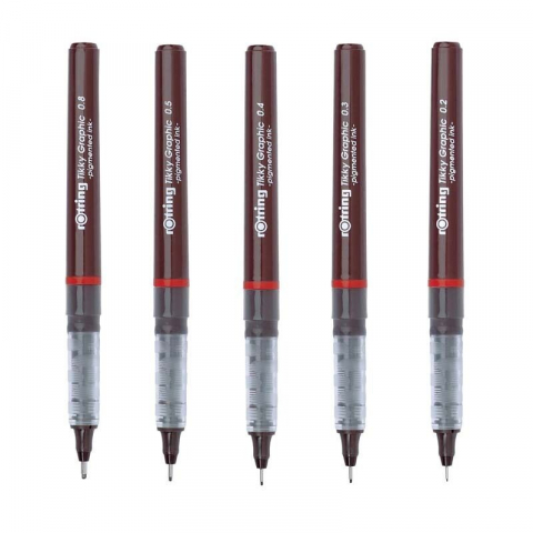  Linere - Fineliner TIKKY GRAPHIC 0.1/0.2/0.3/0.4/0.5/0.7 mm , ROTRING