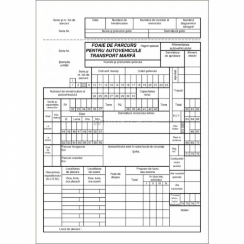 Tipizate - Foaie parcurs transport marfa A4,F/V, 100 file