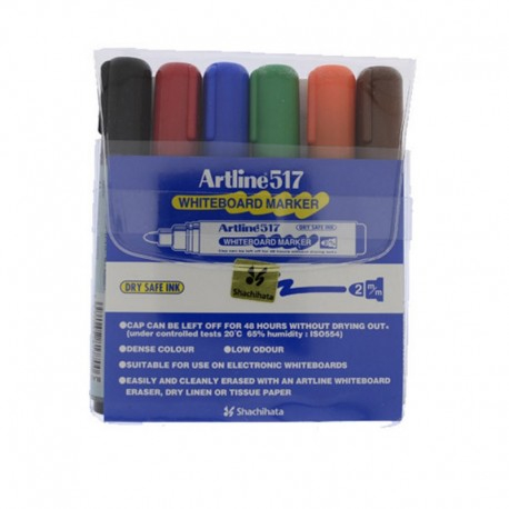 Instrumente de scris - Marker whiteboard, 6 culori/set, ARTLINE 517,1-2 mm
