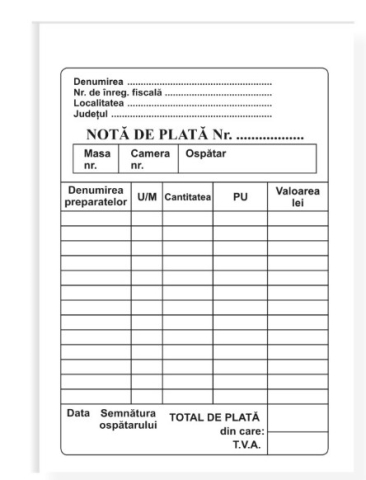Tipizate - Nota de plata autocopiativa 2 ex, 50 set/car ,nepersonalizata