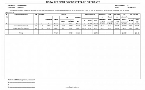 Tipizate - Nota de receptie intrare(NIR) A4, simplu