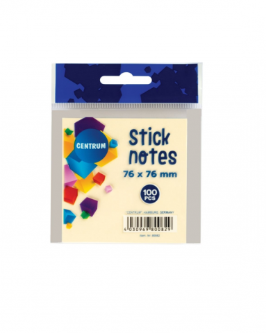 Notes-uri autoadezive - Notes autoadeziv 76 x 76 mm, 100 file, galben pal CENTRUM