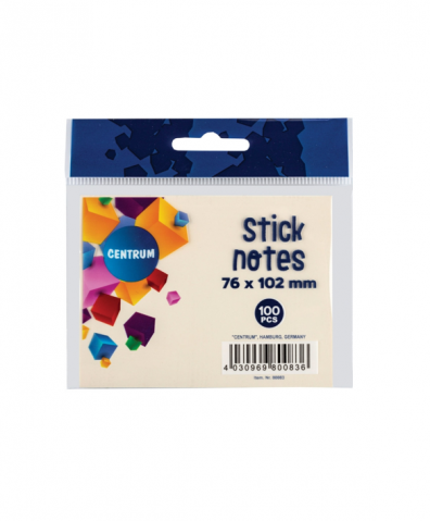 Notes-uri autoadezive - Notes autoadeziv 76x102 mm, 100 file, galben pal CENTRUM