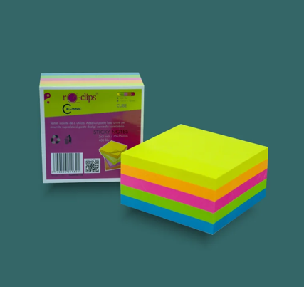 Notes-uri autoadezive - Notes autoadeziv cub 75x75 mm, 400 file, culori intense, RO-CLIPS