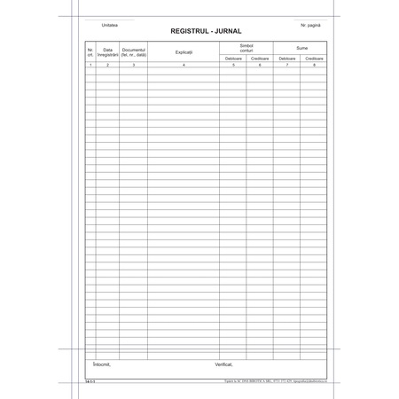 Tipizate - Registru inventar/jurnal, simplu, 100 file
