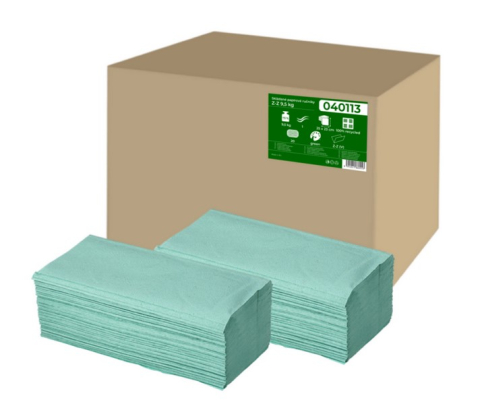 Servetele,prosoape, hartie igienica - Servetele pliate ZZ hartie reciclata verde, 25x23cm, 1 strat, 210buc/pachet