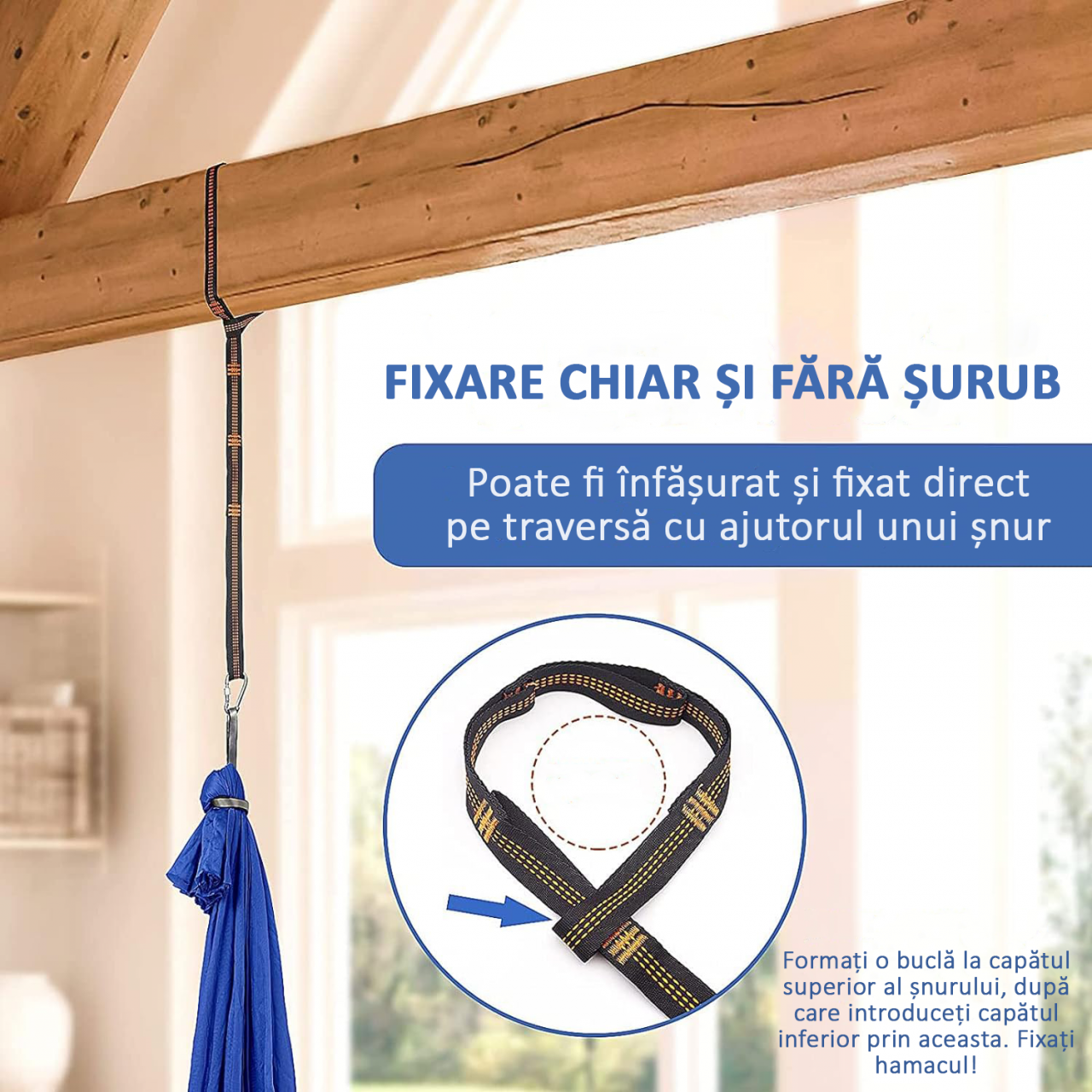 Hamac elastic, leagan copii, pentru terapie, kit complet, maxim 99 kg, bleumarin [7]