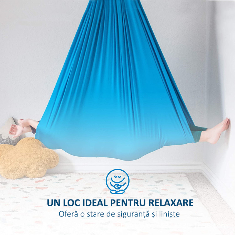 Hamac elastic, leagan, terapie senzoriala, kit complet, maxim 99 kg, albastru deschis [3]