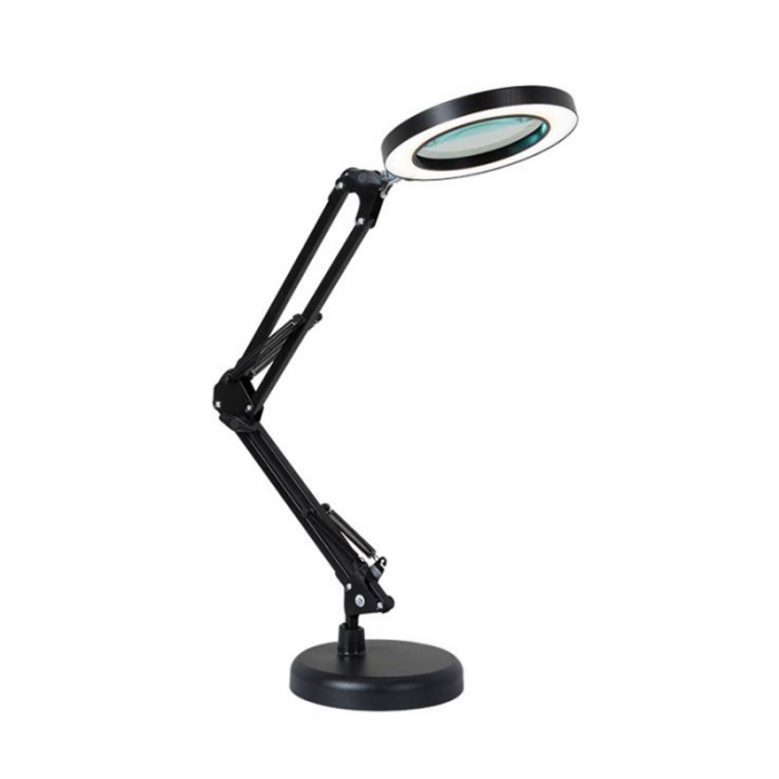 Lampa LED cu lupa, 2 Moduri de Prindere, 3 Moduri iluminare, 10 Niveluri de intensitate, Marire 10x, Neagra, OBRALIX® [1]