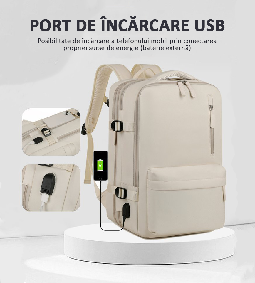 Rucsac calatorie pentru laptop extensibil impermeabil 39 L negru [8]