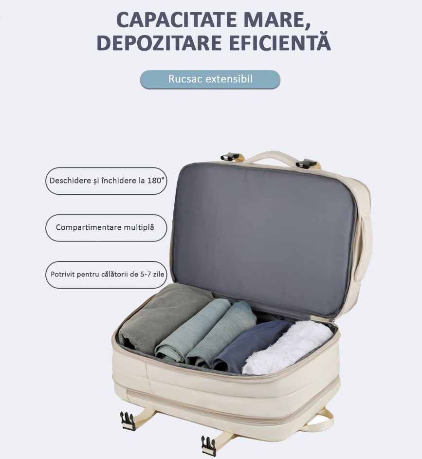 Rucsac calatorie pentru laptop extensibil impermeabil 39 L negru [6]