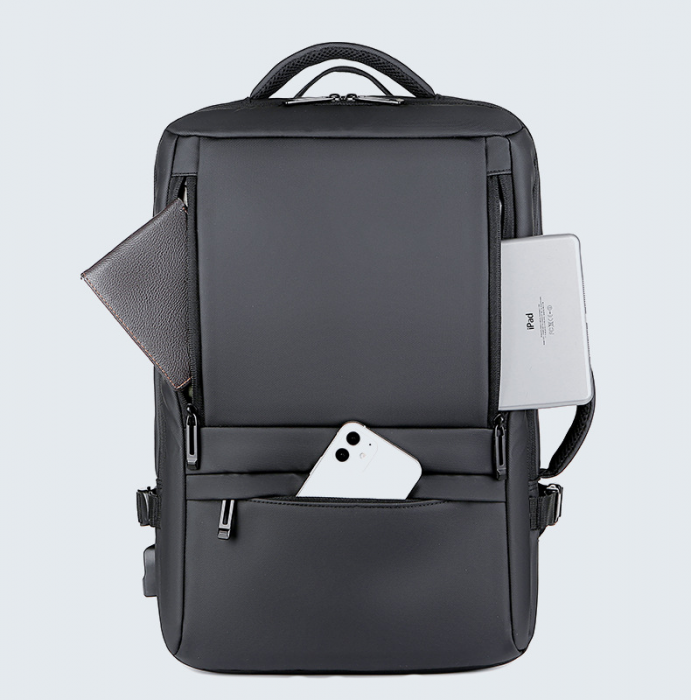 Rucsac Călătorie pentru Laptop, Extensibil, Impermeabil, port USB, până la 40 L, Negru, obralix® [15]