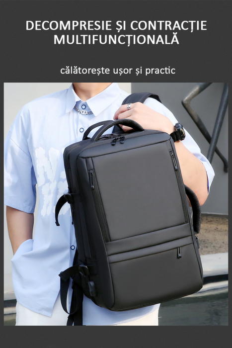Rucsac Călătorie pentru Laptop, Extensibil, Impermeabil, port USB, până la 40 L, Negru, obralix® [4]