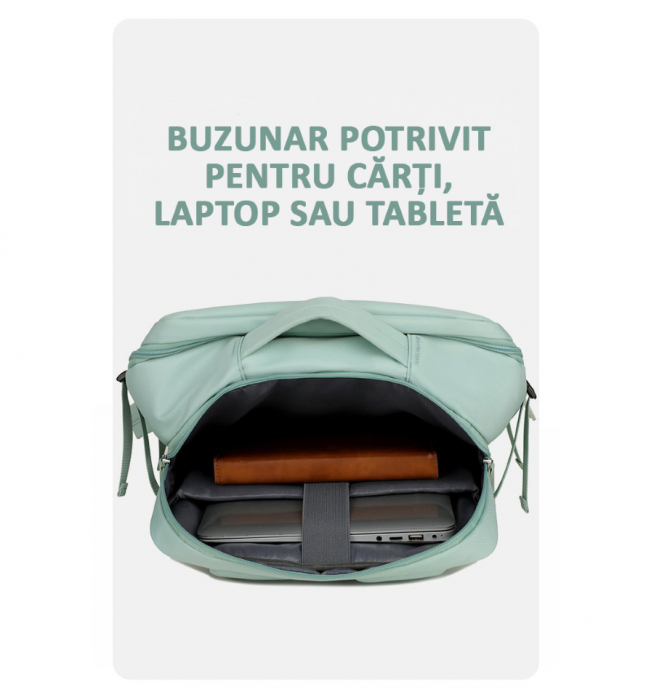 Rucsac Călătorie pentru Laptop, Wizz Air, port încărcare, până la 35 L, Impermeabil, Verde menta, obralix® [8]