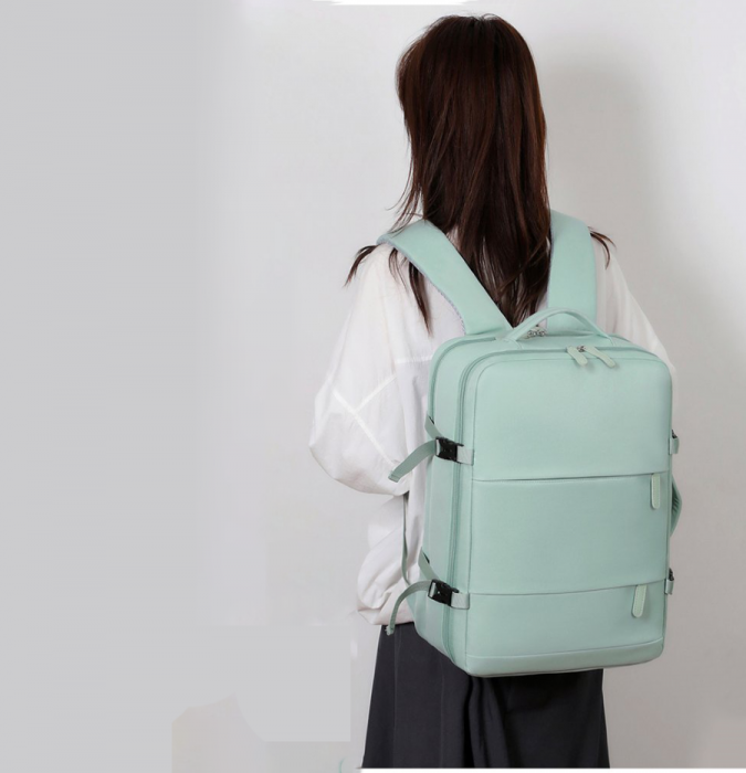 Rucsac Călătorie pentru Laptop, Wizz Air, port încărcare, până la 35 L, Impermeabil, Verde menta, obralix® [6]