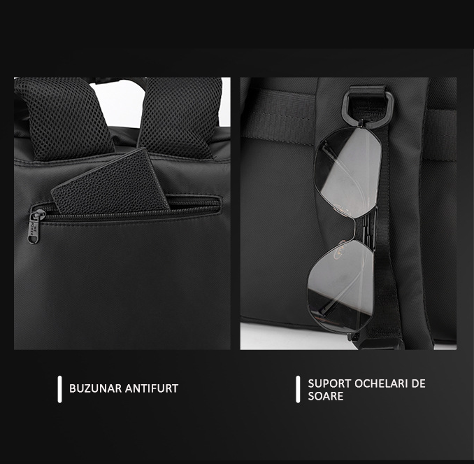 Rucsac laptop, multifuncțional, impermeabil, rezistent, business, office, negru, obralix® [10]