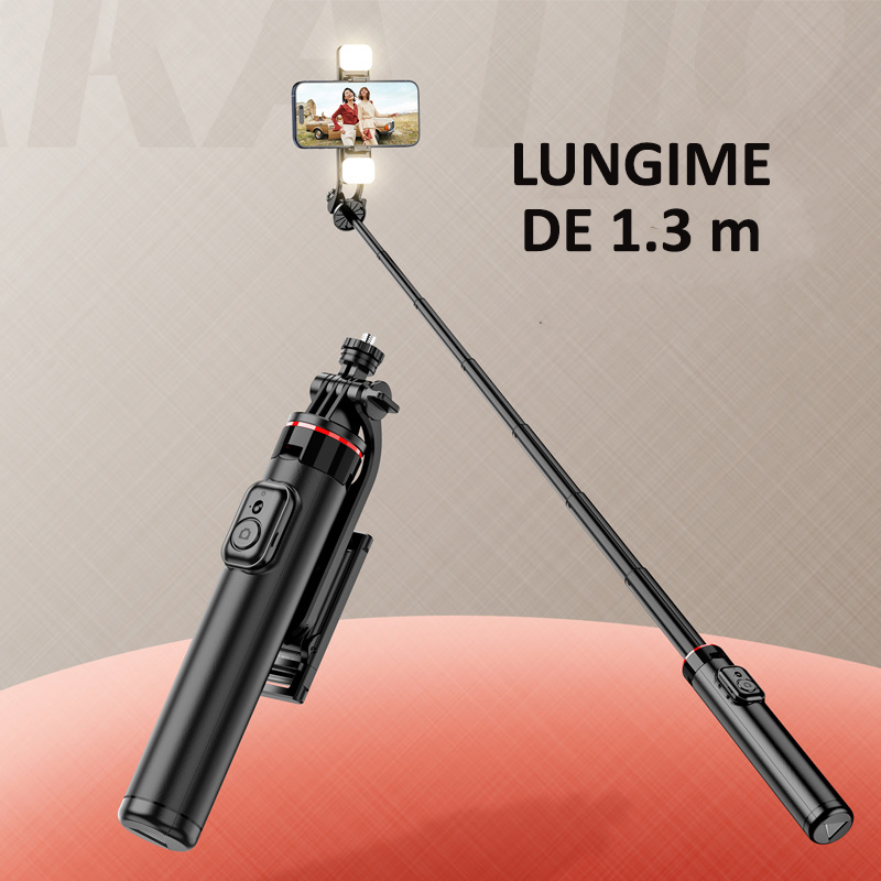 Selfie Stick multifunctional, cu LED, Telecomanda Bluetooth, iOS/Android, 130 cm [2]