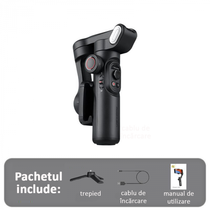Stabilizator Imagine Telefon, 3 Axe, Bluetooth, Pliabil, Tripod inclus, Negru [13]