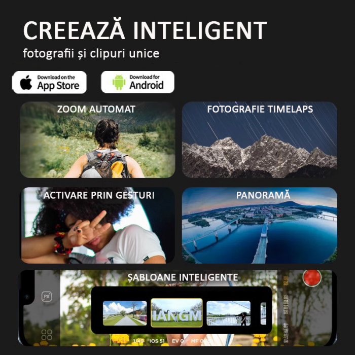 Stabilizator Imagine Telefon, 3 Axe, Bluetooth, Pliabil, Tripod inclus, Negru [5]