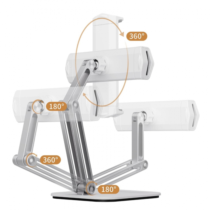 Suport tabletă, iPad, monitor, profesional, unghi reglabil, pliabil, aluminiu, argintiu, obralix® [3]