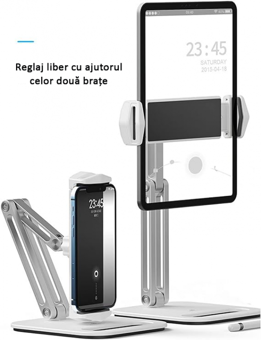 Suport tabletă, iPad, monitor, profesional, unghi reglabil, pliabil, aluminiu, argintiu, obralix® [2]
