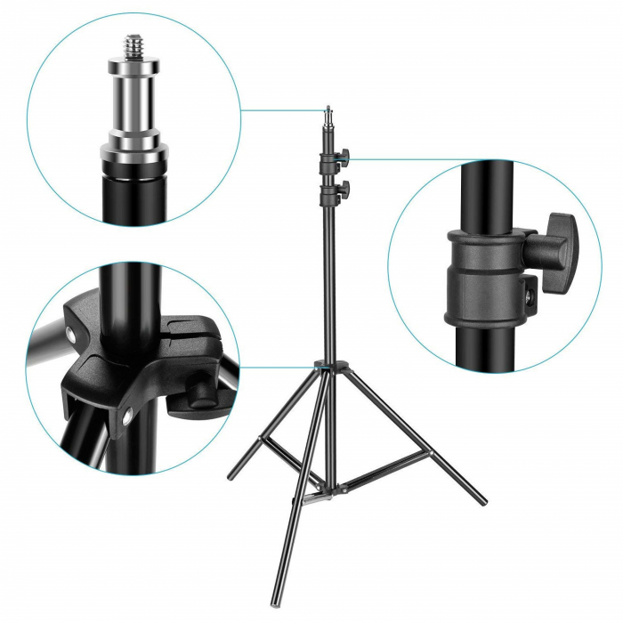 Trepied Foto Telescopic, Pentru Telefon/Cameră Foto, Telecomandă Bluetooth, H68-210cm, Husa, Aluminiu, obralix® [5]