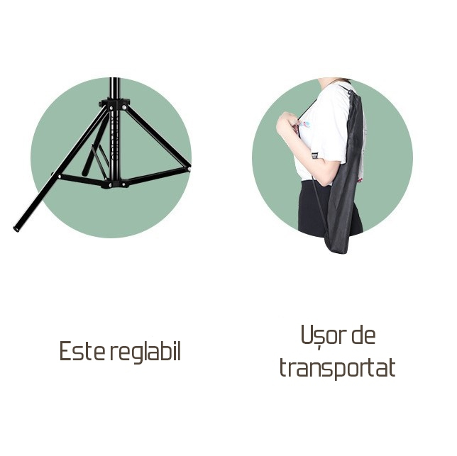 Trepied Foto Telescopic, Pentru Telefon/Cameră Foto, Telecomandă Bluetooth, H68-210cm, Husa, Aluminiu, obralix® [7]