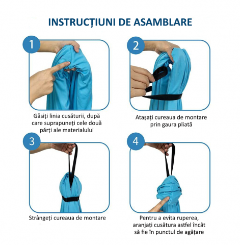 Hamac elastic, leagan, terapie senzoriala, kit complet, maxim 99 kg, albastru deschis [5]