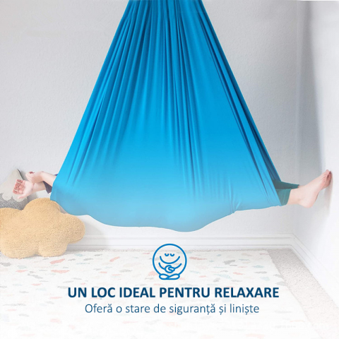 Hamac elastic, leagan, terapie senzoriala, kit complet, maxim 99 kg, albastru deschis [2]