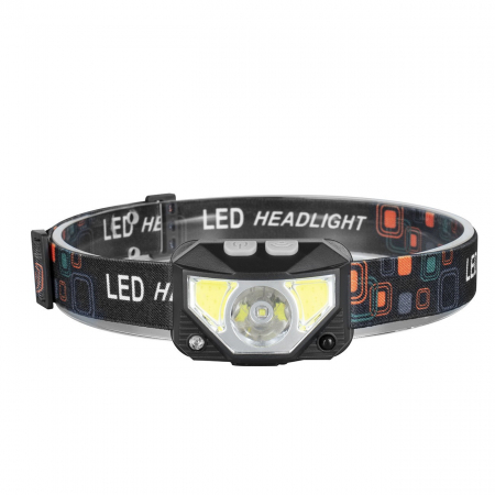 Lanternă LED frontală, 8 moduri iluminare, rezistentă la apă, senzor de mișcare, camping, alergare, ciclism, pescuit, obralix®