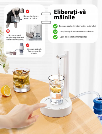 Pompa electrică, dozator apă smart, 7 moduri, cu acumulator, încarcare usb, alba, obralix® [5]