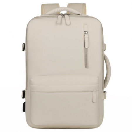 Geanta, rucsac laptop - Rucsac Călătorie extensibil, compartiment Laptop, Impermeabil, port USB, până la 39 L, Bej