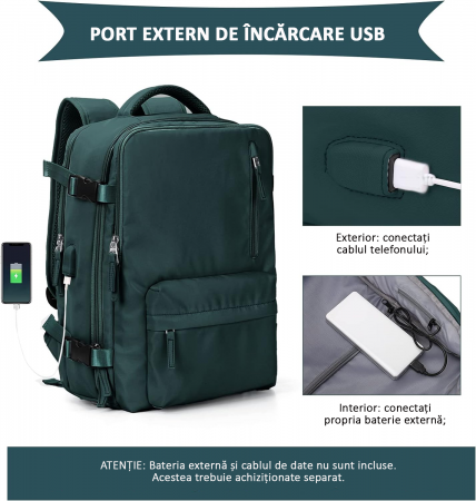 Rucsac Călătorie, pentru Laptop, Wizz Air, până la 35 L, Impermeabil, Turcoaz [4]