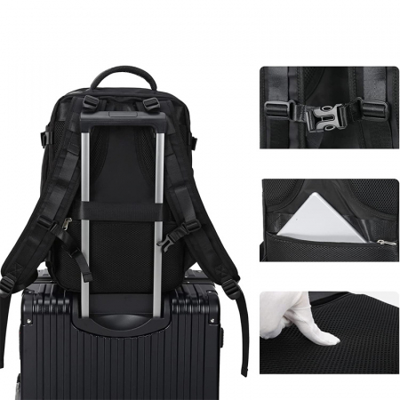 Rucsac Călătorie pentru Laptop, Business, Wizz Air, port de încărcare USB, până la 35 L, Impermeabil, 42x30x20 cm, Negru [1]