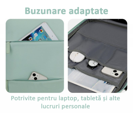 Rucsac Călătorie pentru Laptop, Wizz Air, port încărcare, până la 35 L, Impermeabil, Verde menta, obralix® [2]