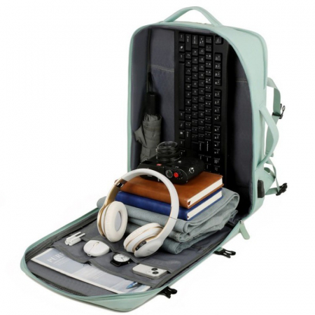 Rucsac Călătorie pentru Laptop, Wizz Air, port încărcare, până la 35 L, Impermeabil, Verde menta, obralix® [10]
