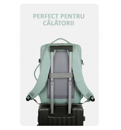 Rucsac Călătorie pentru Laptop, Wizz Air, port încărcare, până la 35 L, Impermeabil, Verde menta, obralix® [4]