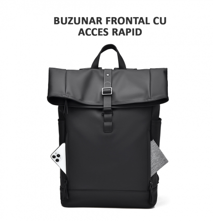 Rucsac laptop, multifuncțional, impermeabil, rezistent, business, elegant, negru [3]