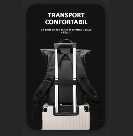 Rucsac laptop, multifuncțional, impermeabil, rezistent, business, office, negru, obralix® [6]