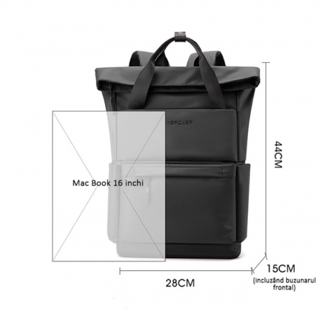 Rucsac laptop, multifuncțional, impermeabil, rezistent, business, office, negru, obralix® [3]
