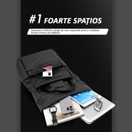 Rucsac laptop, multifuncțional, impermeabil, rezistent, business, office, negru, obralix® [4]