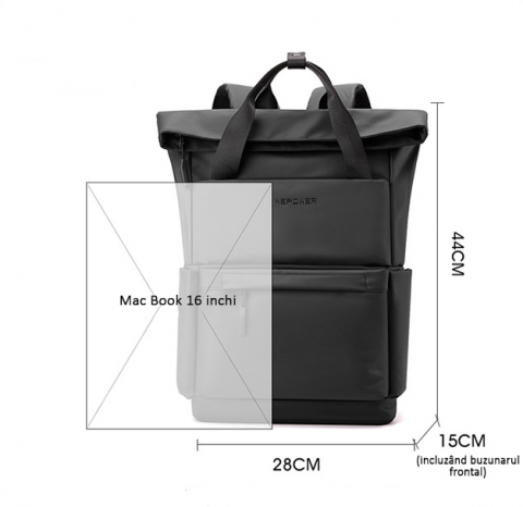 Rucsac multifunctional, laptop, impermeabil, office, business, albastru inchis, Obralix® [3]
