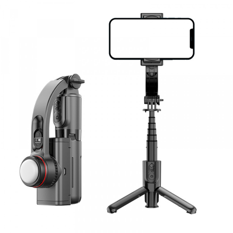 Selfie stick - Selfie Stick cu Stabilizator, LED, Telecomanda Bluetooth, iOS/Android, OBRALIX®
