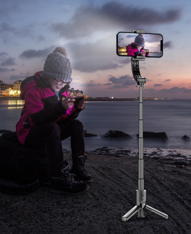 Selfie Stick cu Stabilizator, LED, Telecomanda Bluetooth, iOS/Android, OBRALIX® [9]