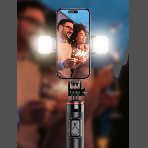 Selfie Stick multifunctional, cu LED, Telecomanda Bluetooth, iOS/Android, 130 cm [8]