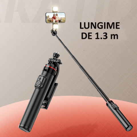 Selfie Stick multifunctional, cu LED, Telecomanda Bluetooth, iOS/Android, 130 cm [1]