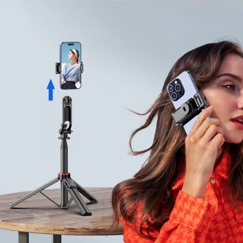 Selfie Stick multifunctional, cu LED, Telecomanda Bluetooth, iOS/Android, 130 cm [3]