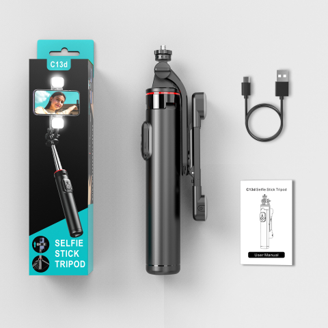 Selfie Stick multifunctional, cu LED, Telecomanda Bluetooth, iOS/Android, 130 cm [9]